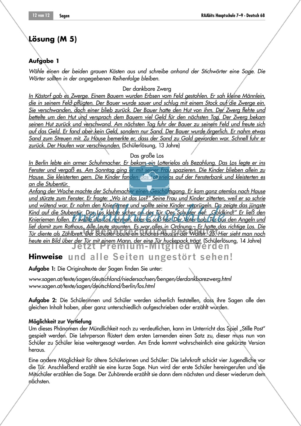 Eine Sage anhand von Stichworten schreiben Preview 2