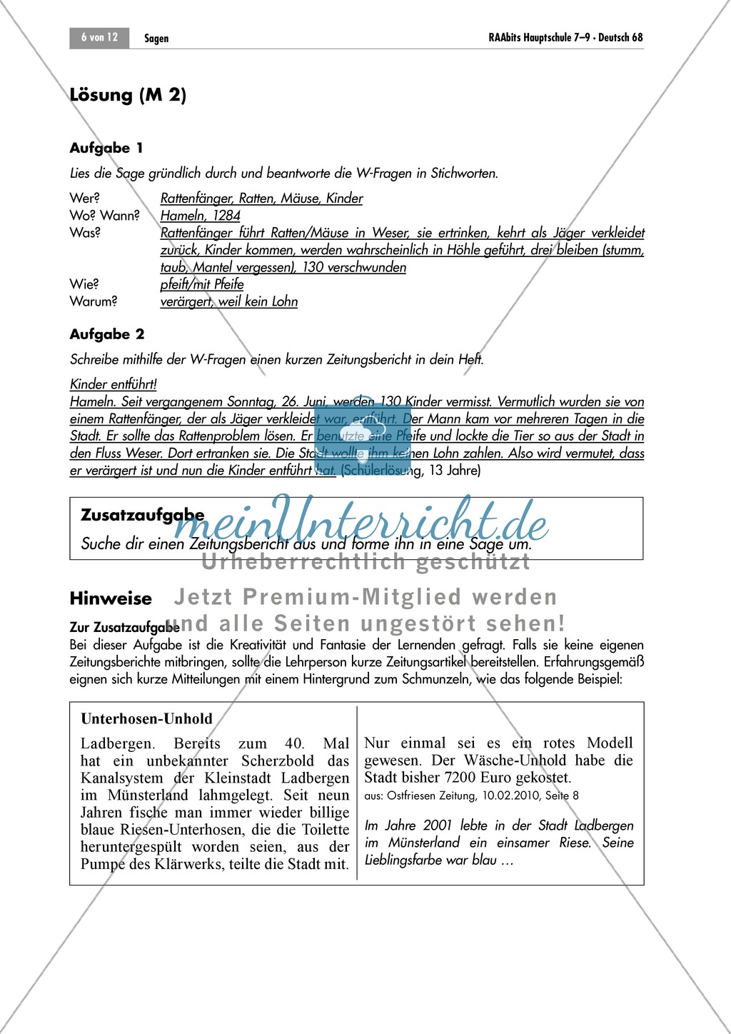 Eine Sage in einen Zeitungsbericht umwandeln Preview 2