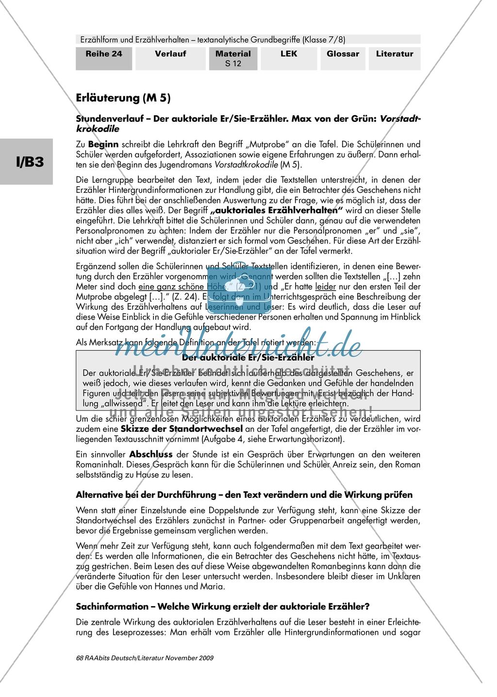 Auktoriales Erzählverhalten am Roman "Vorstadtkrokodile" untersuchen Preview 3