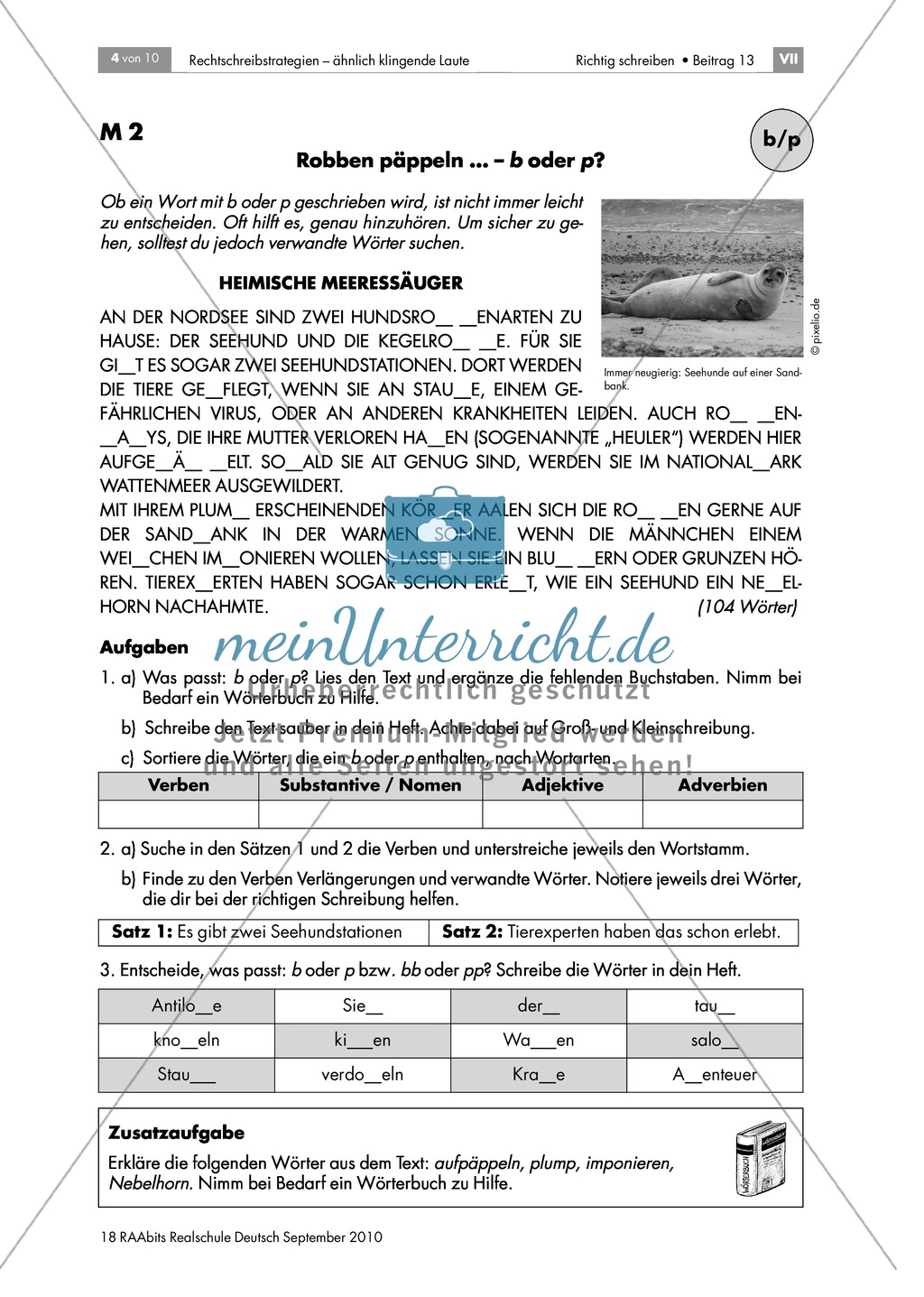 Rechtschreibung: Wörter mit b/p Preview 2