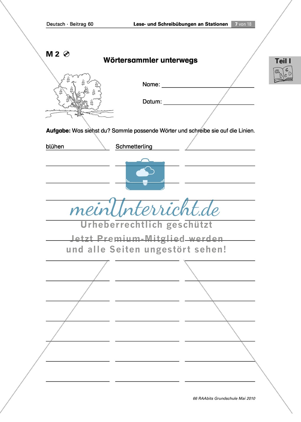 Ein Frühlingsgedicht lesen und eine Wortsammlung dazu erstellen Preview 2