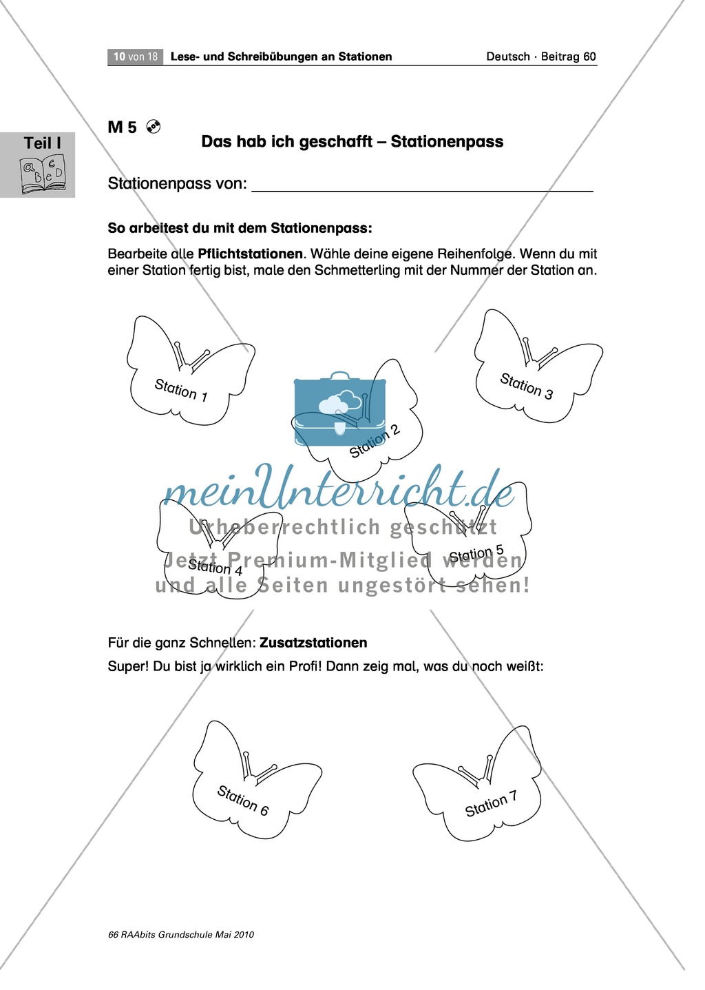 Stationenarbeit an einem Gedicht, einem Text und Bildern zum Thema "Frühling" Preview 1
