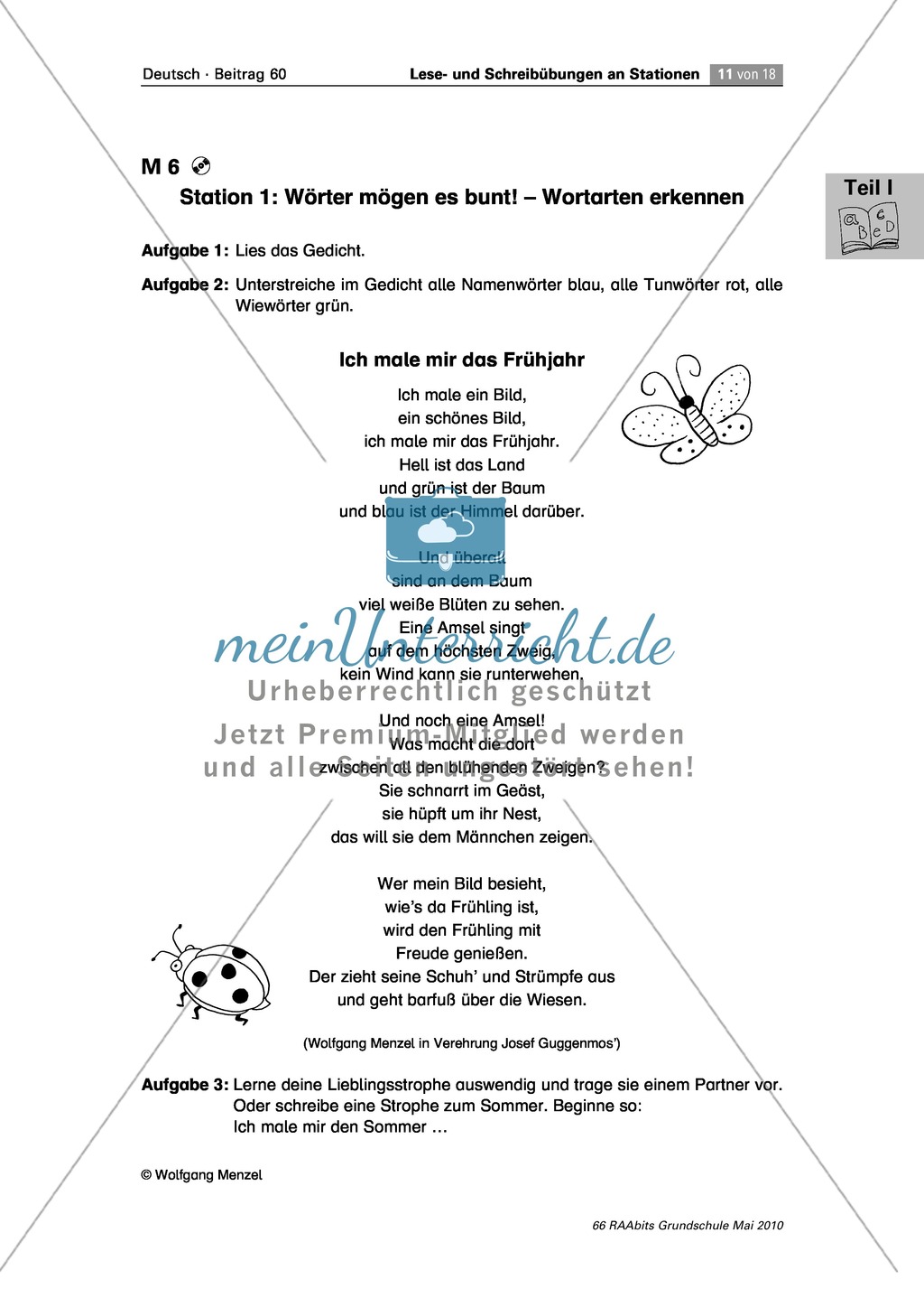 Stationenarbeit an einem Gedicht, einem Text und Bildern zum Thema "Frühling" Preview 2