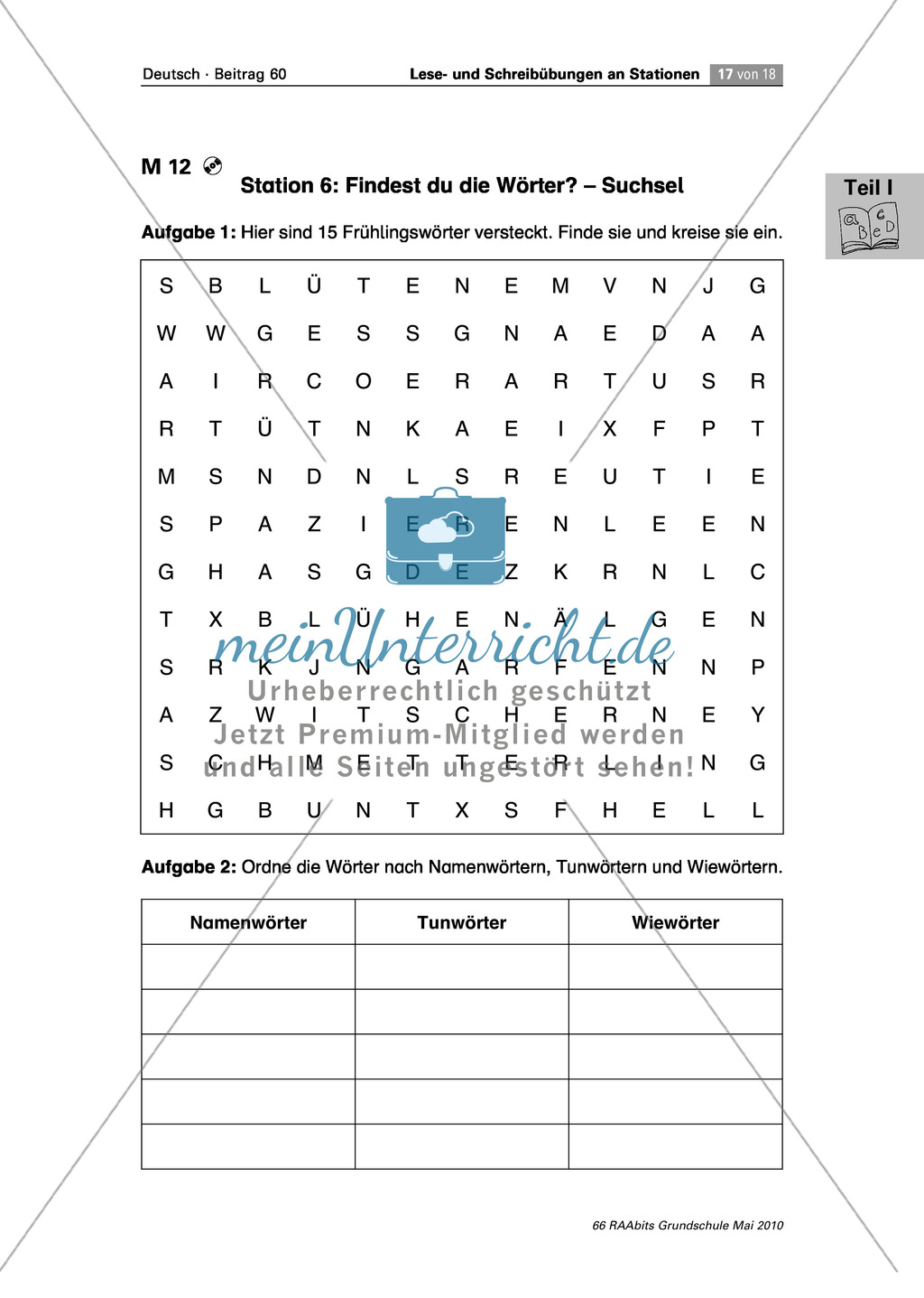 Stationenarbeit an einem Gedicht, einem Text und Bildern zum Thema "Frühling" Preview 8