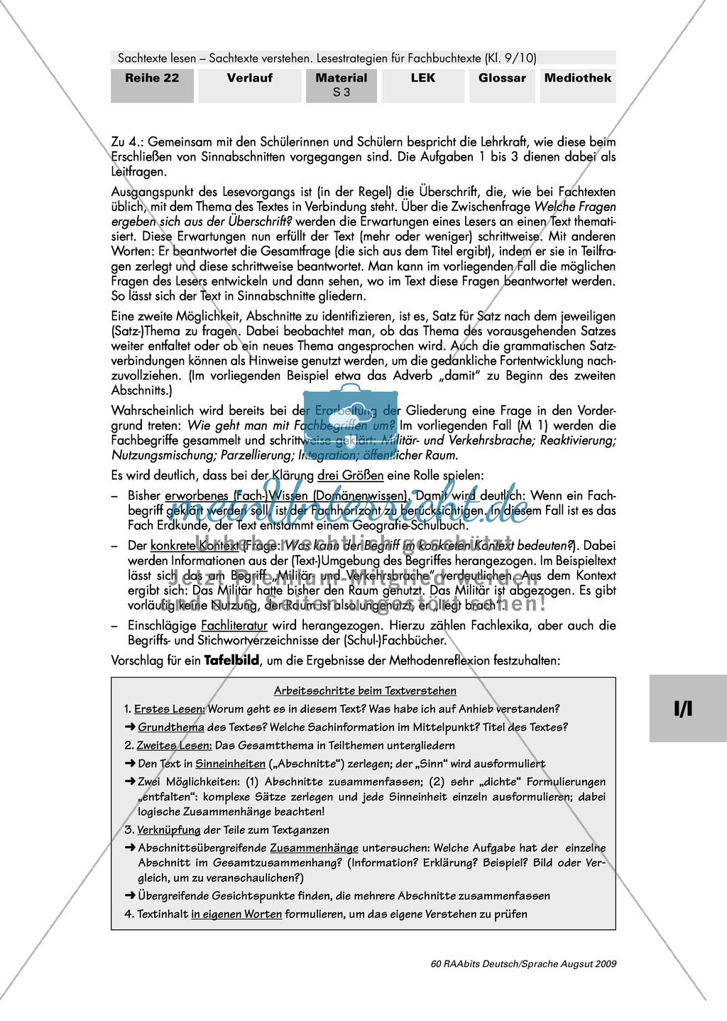 Strategien zum Lesen eines Sachtextes kennen und reflektieren Preview 3