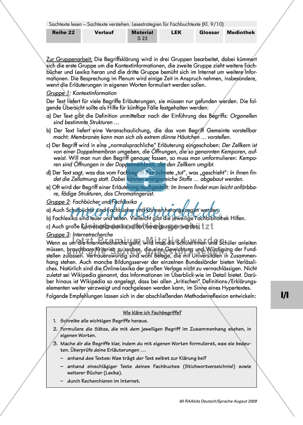 Unterschiedliche Aufgaben von Sachtexten erkennen - beispielhafte Bearbeitung eines Biologietextes Preview 7
