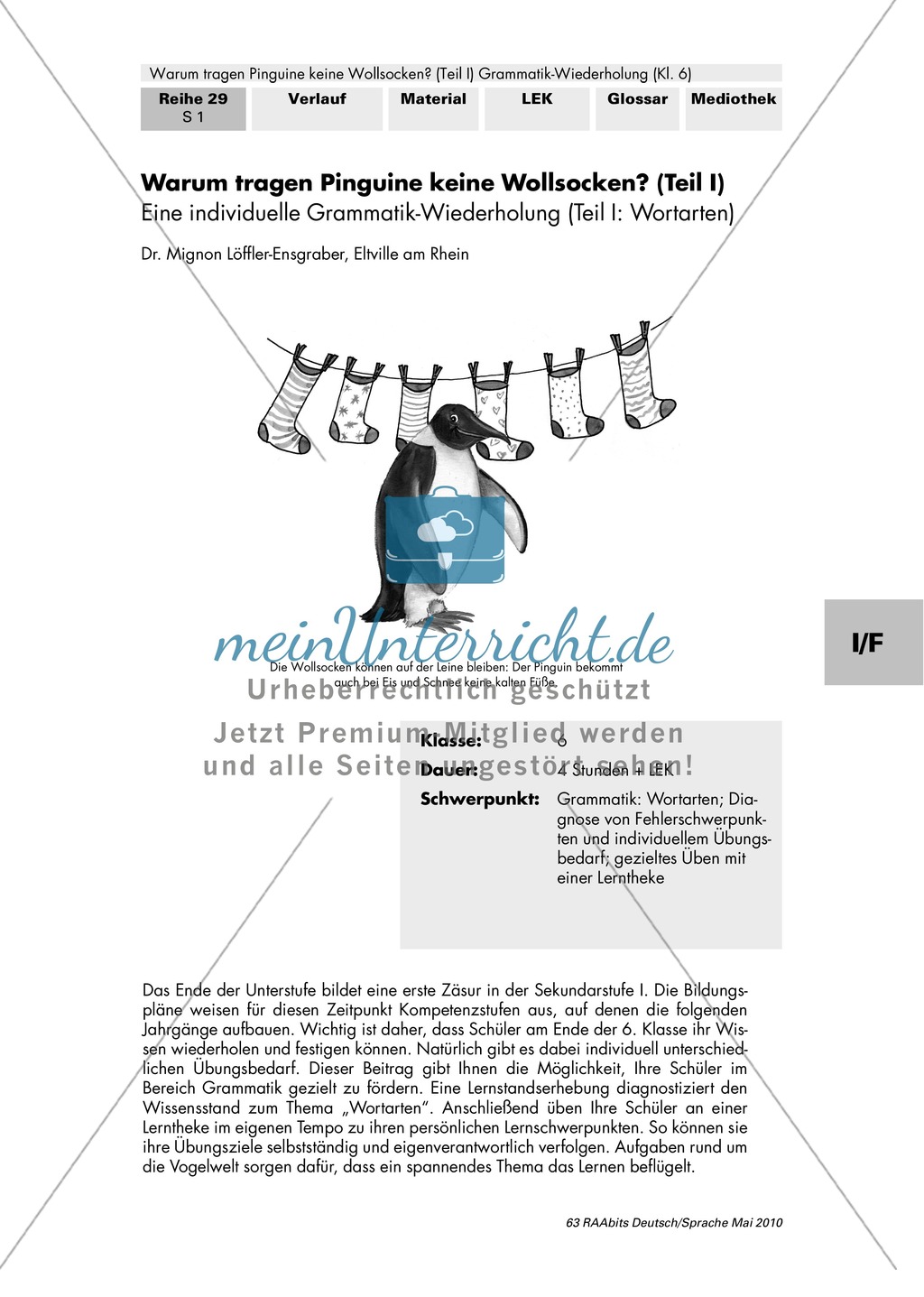 Warum tragen Pinguine keine Wollsocken? Eine individuelle Grammatik-Wiederholung zu den Wortarten Preview 1