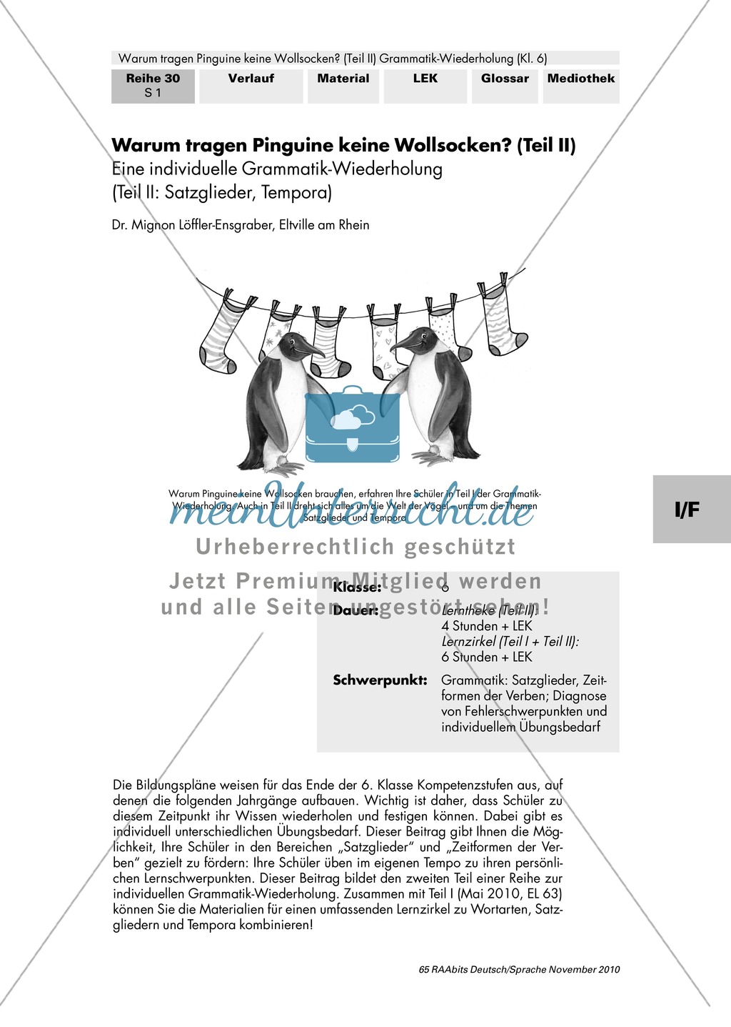 Warum tragen Pinguine keine Wollsocken? Eine individuelle Grammatik-Wiederholung zu Satzgliedern und Tempora Preview 1