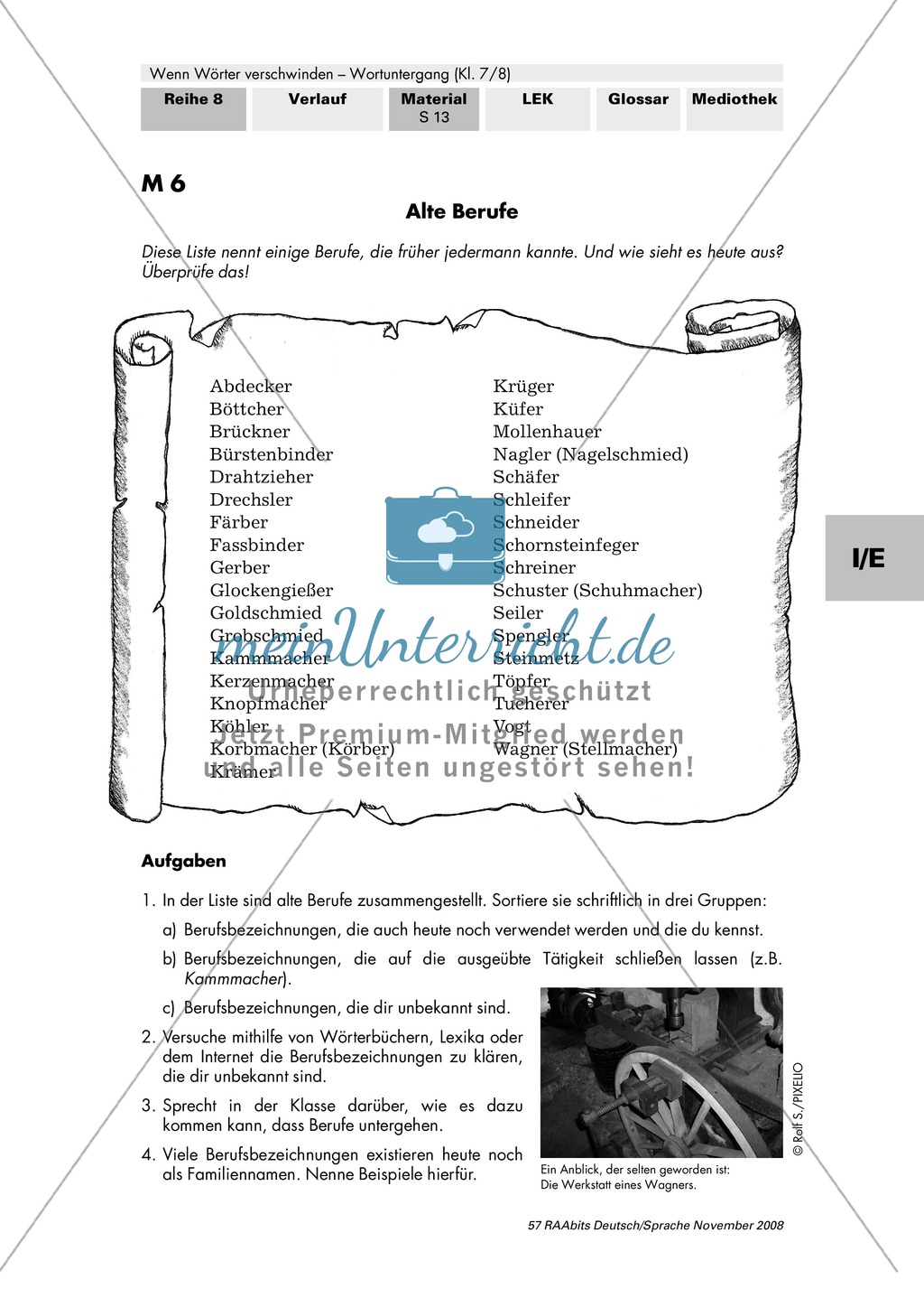Sprachwandel: Sprache verändert sich: Berufe + Ursprung von Familiennamen Preview 1