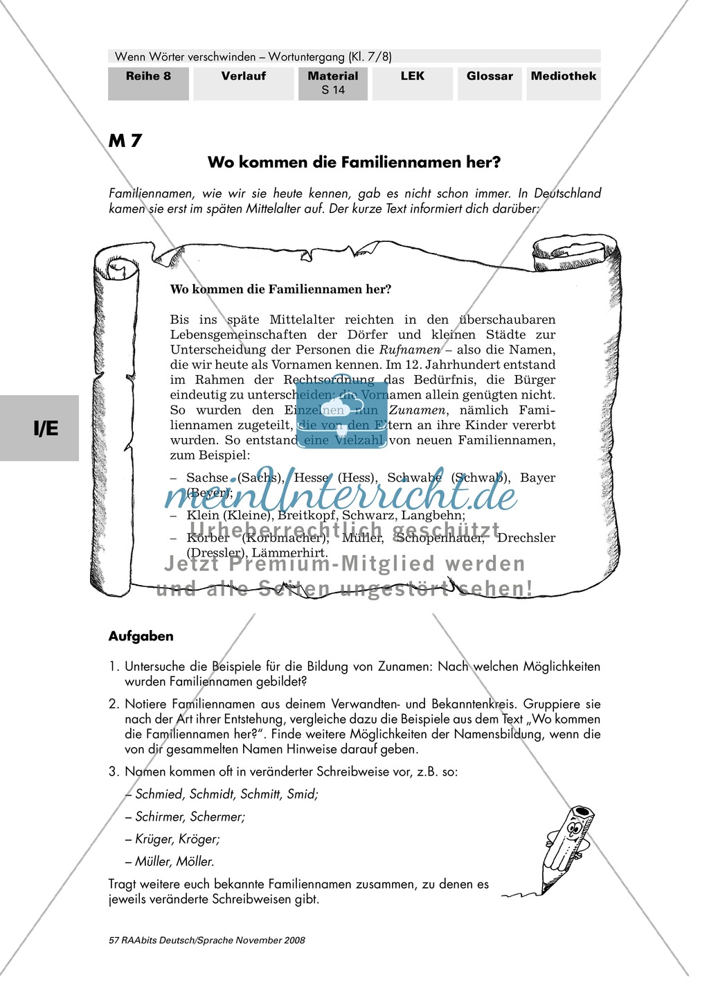 Sprachwandel: Sprache verändert sich: Berufe + Ursprung von Familiennamen Preview 2