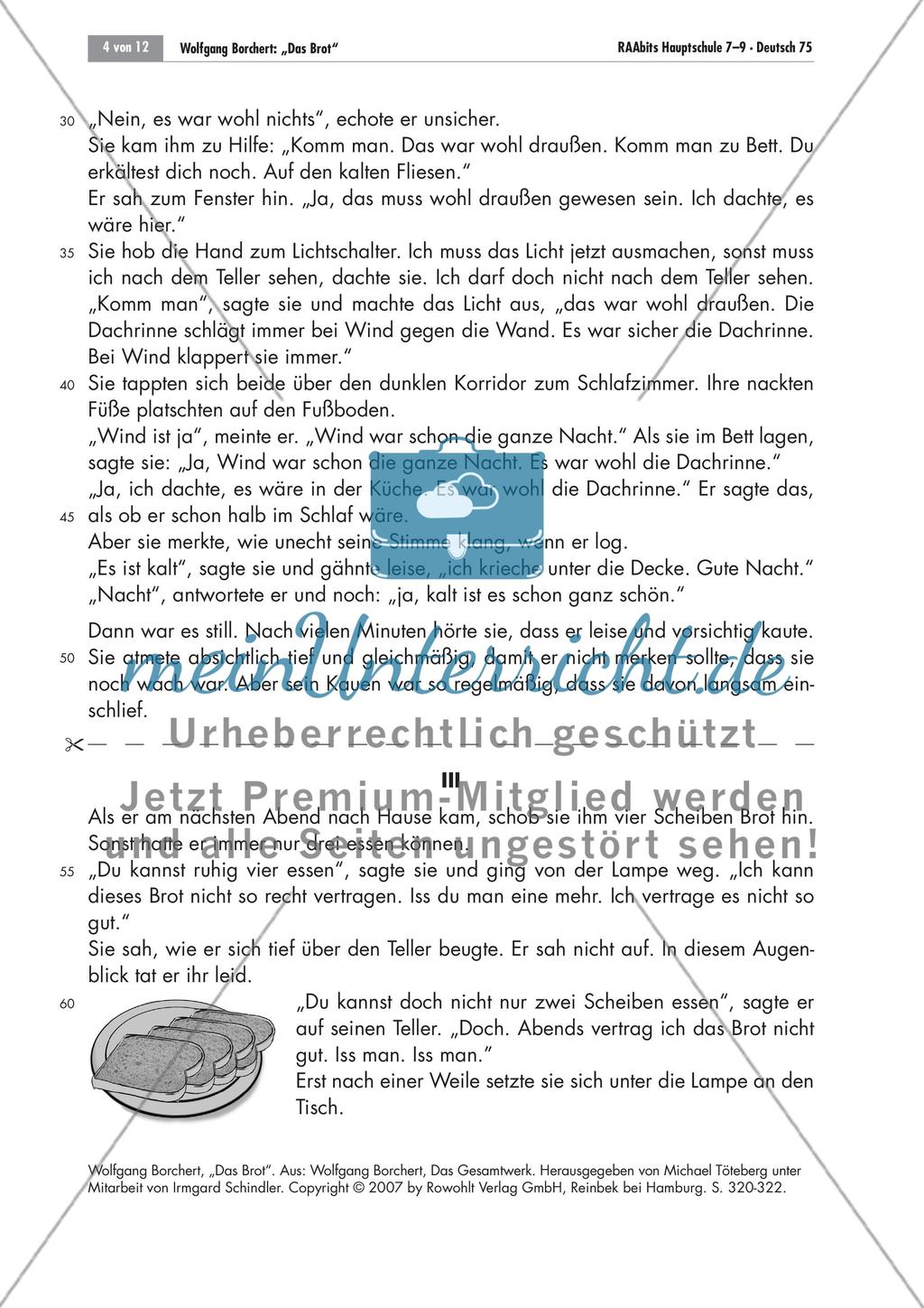 „Das Brot“ von Wolfgang Borchert eine Kurzgeschichte zur Nachkriegszeit meinUnterricht