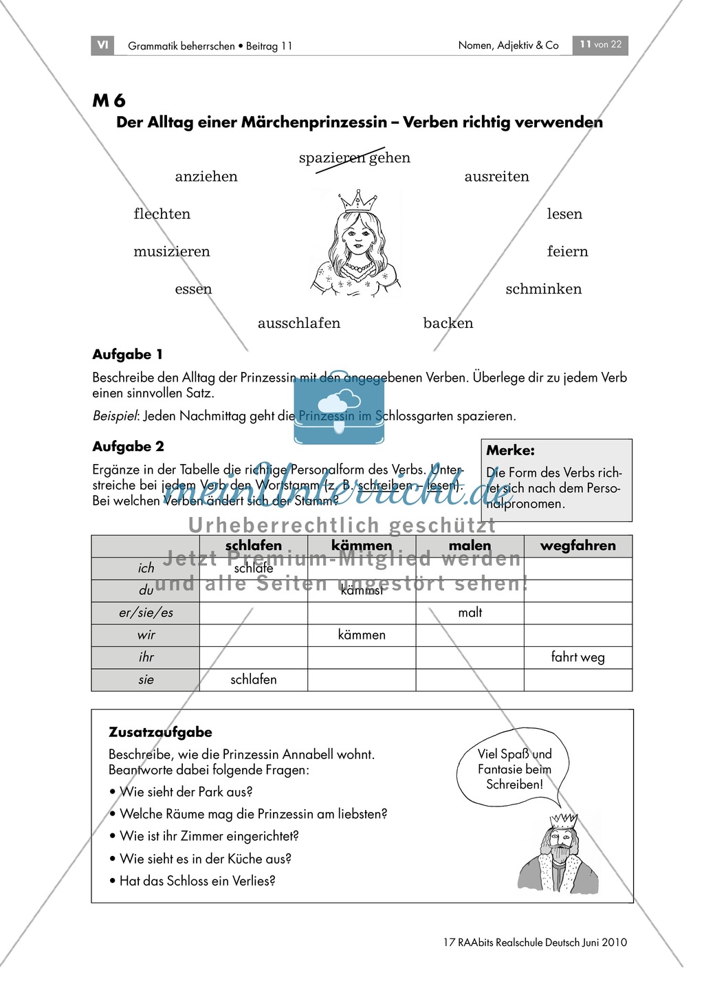 Die Wortart Verben anhand des Themas Märchen richtig verwenden Preview 2