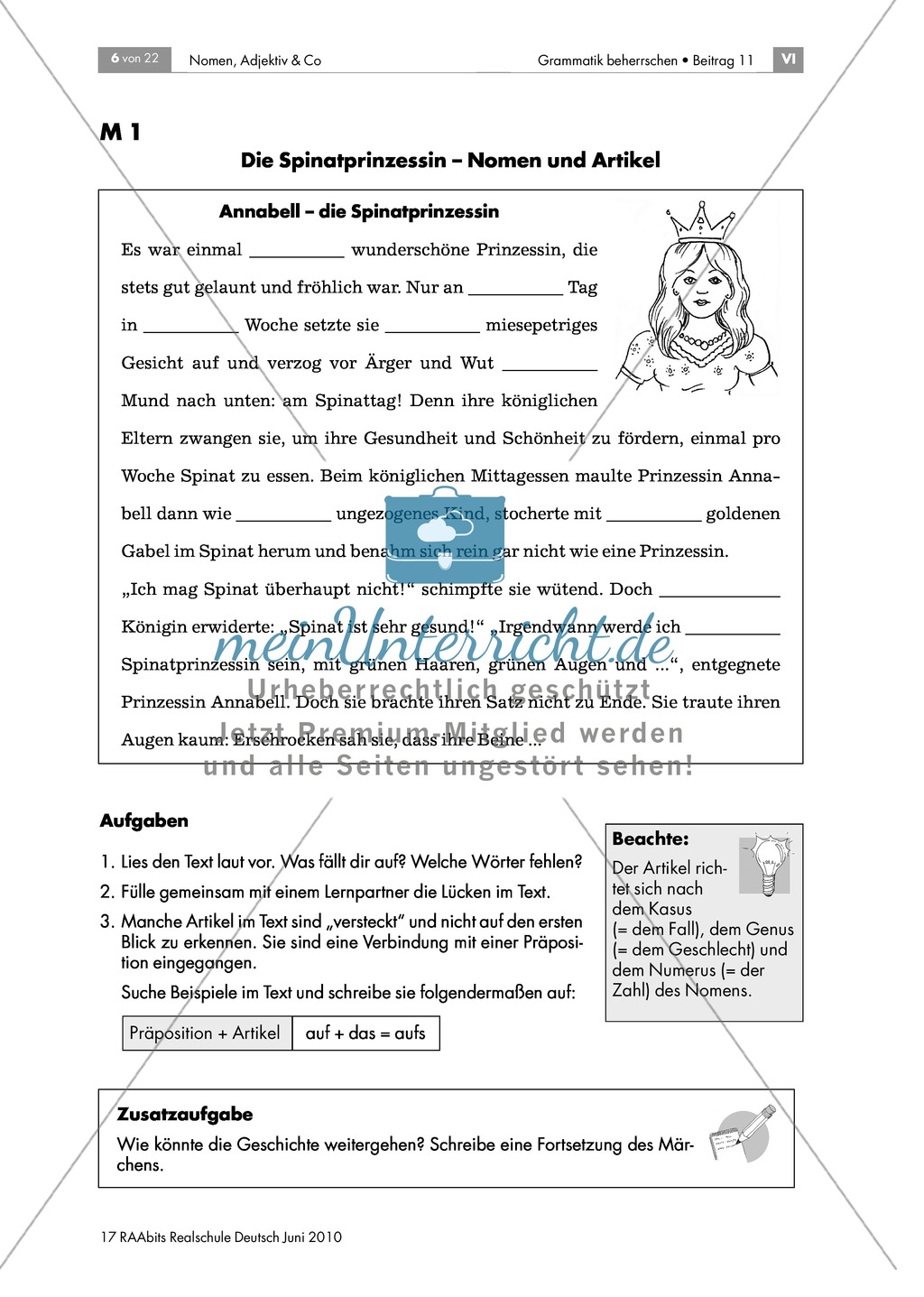Die Wortart Nomen anhand von Märchen erarbeiten: Nomen + Artikel, Nomen + Kasus, Nomen + Genus Preview 2