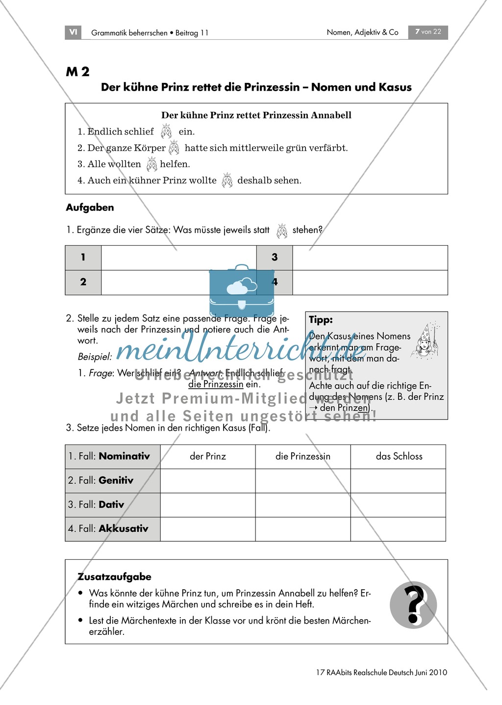 Die Wortart Nomen anhand von Märchen erarbeiten: Nomen + Artikel, Nomen + Kasus, Nomen + Genus Preview 3