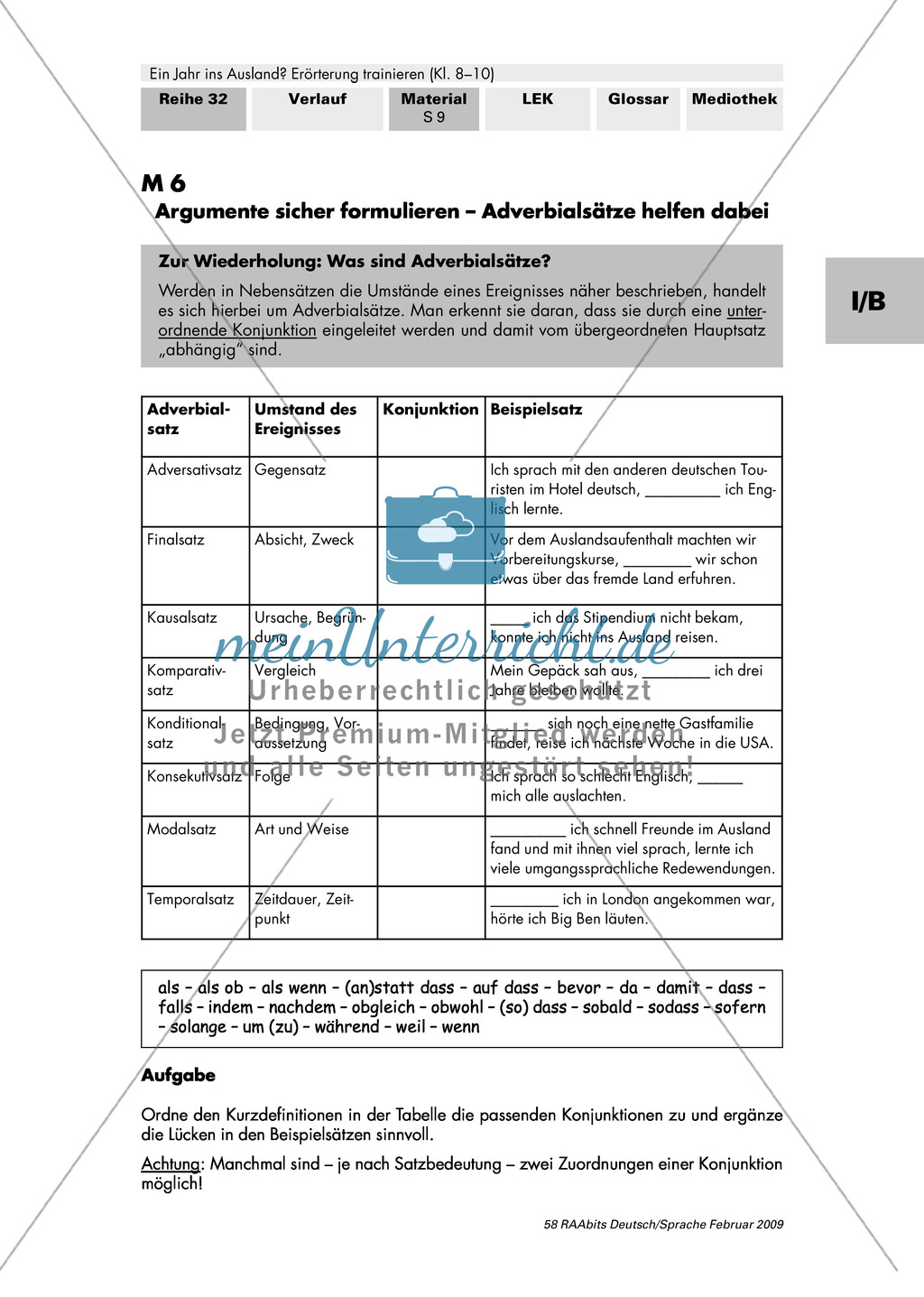 Argumente formulieren: Adverbialsätze Preview 1