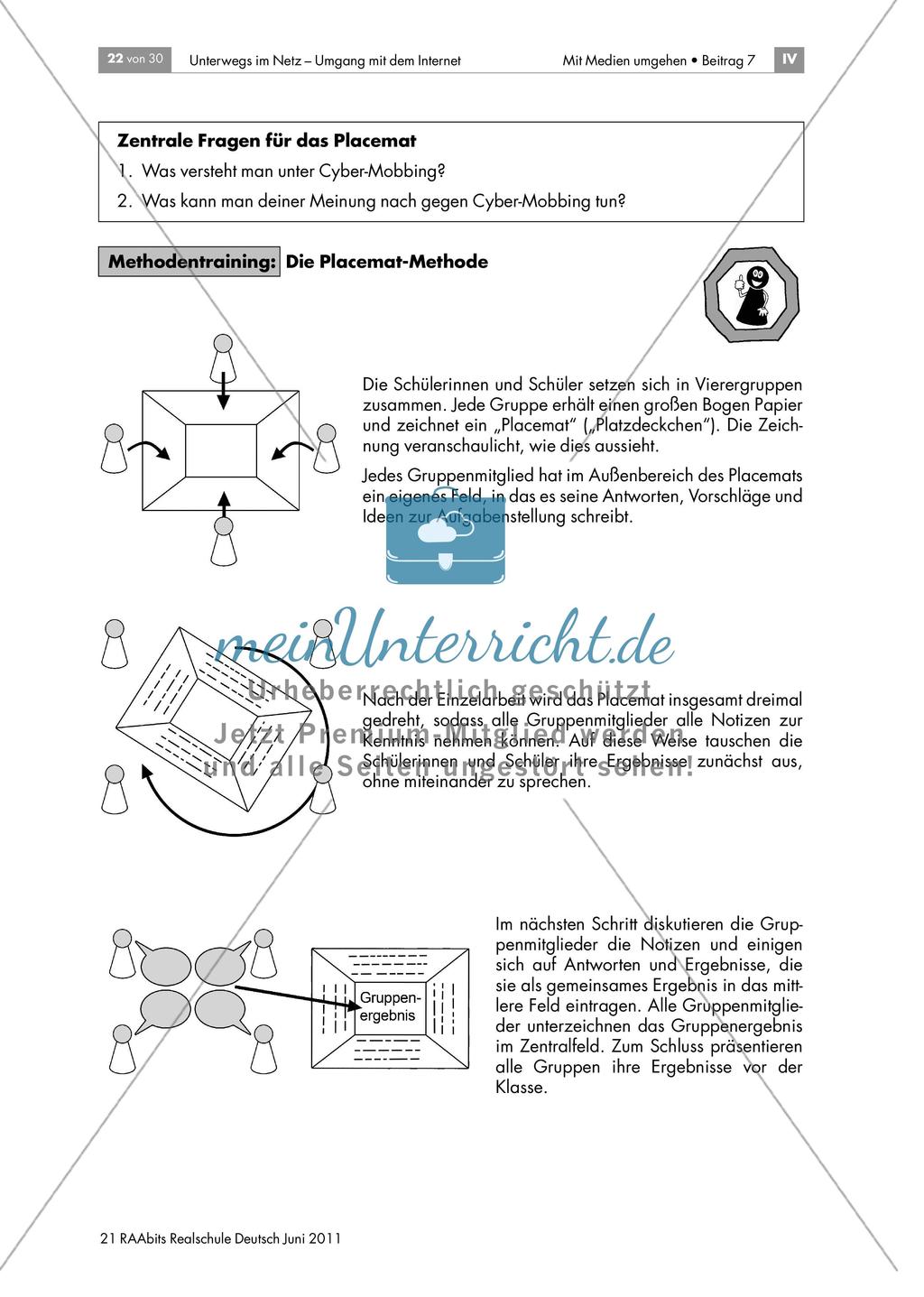 Sicherheit im Netz - Gefahren der Nutzung von Internet-Communities kennen und Strategien zum Umgang damit entwickeln anhand der Methoden Gruppenpuzzle und Placemat Preview 6