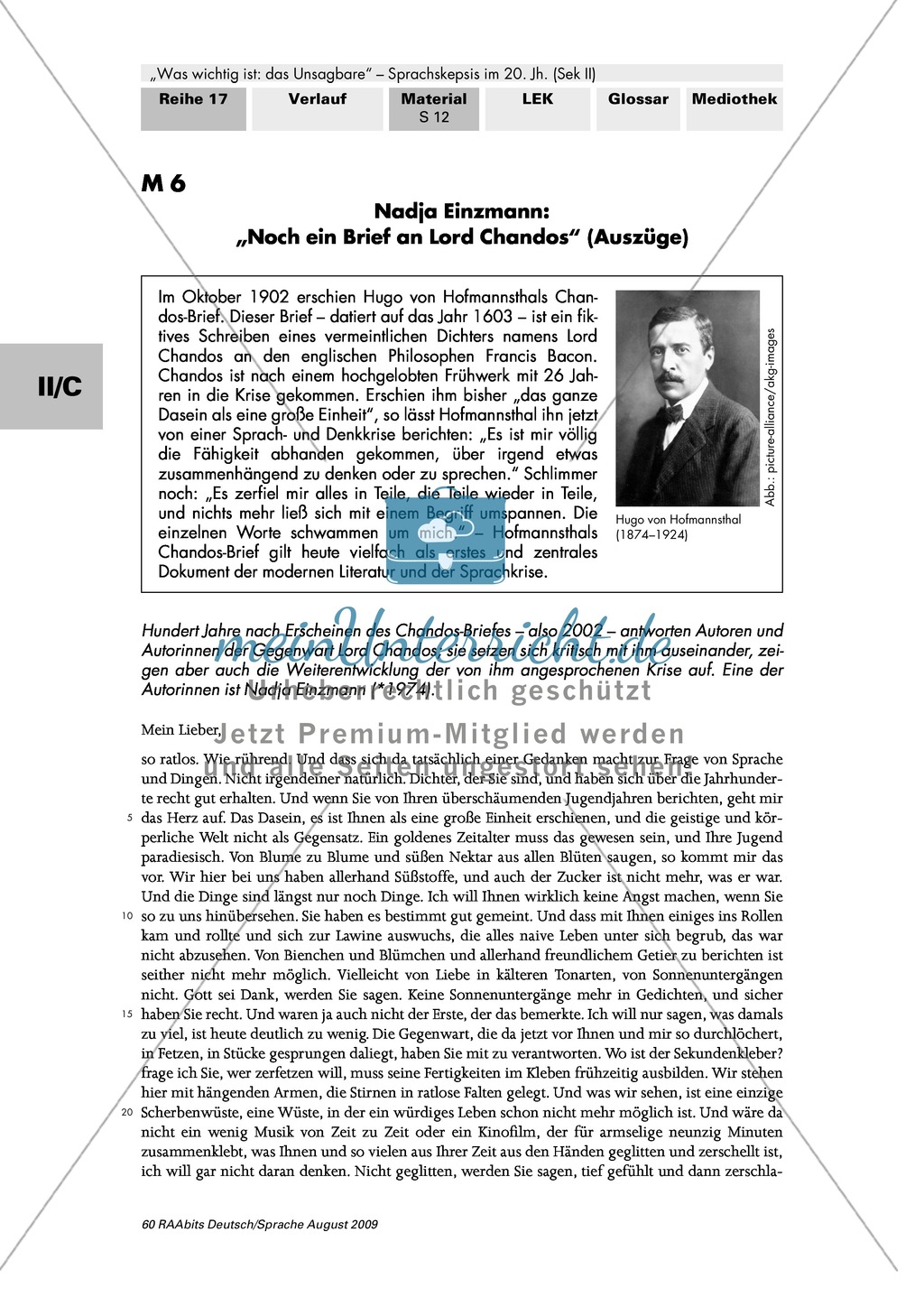 Die Entwicklung der Sprachkrise nach dem Chandos-Brief am Beispiel: Nadja Einzmann: ?Noch ein Brief an Lord Chandos? Preview 1