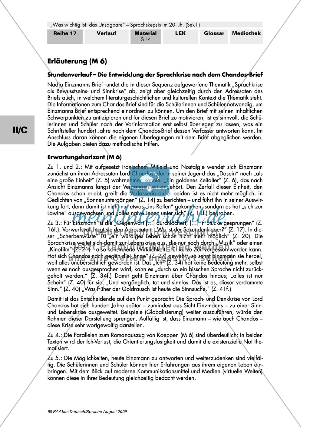 Die Entwicklung der Sprachkrise nach dem Chandos-Brief am Beispiel: Nadja Einzmann: ?Noch ein Brief an Lord Chandos? Preview 3