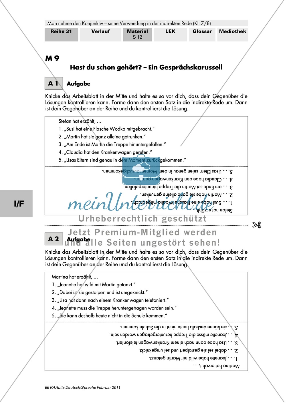 Übungen zur Indirekten Rede Preview 1