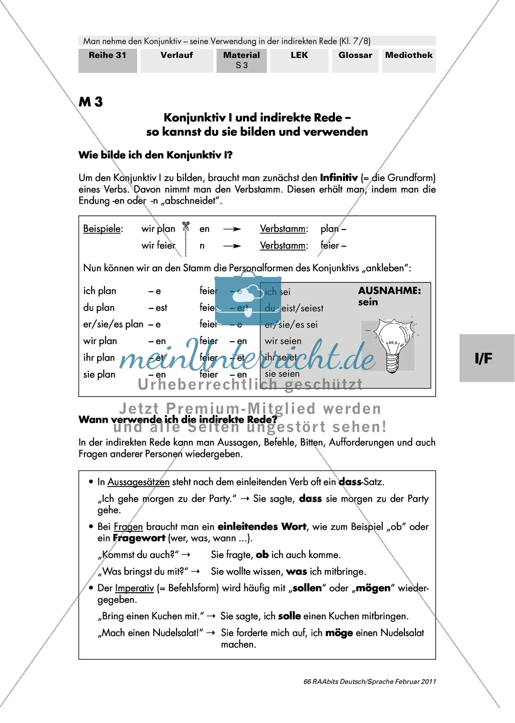 Konjunktiv I: Wörtliche und indirekte Rede + Bildung Konjunktiv I + Verben im Konjunktiv I Preview 3