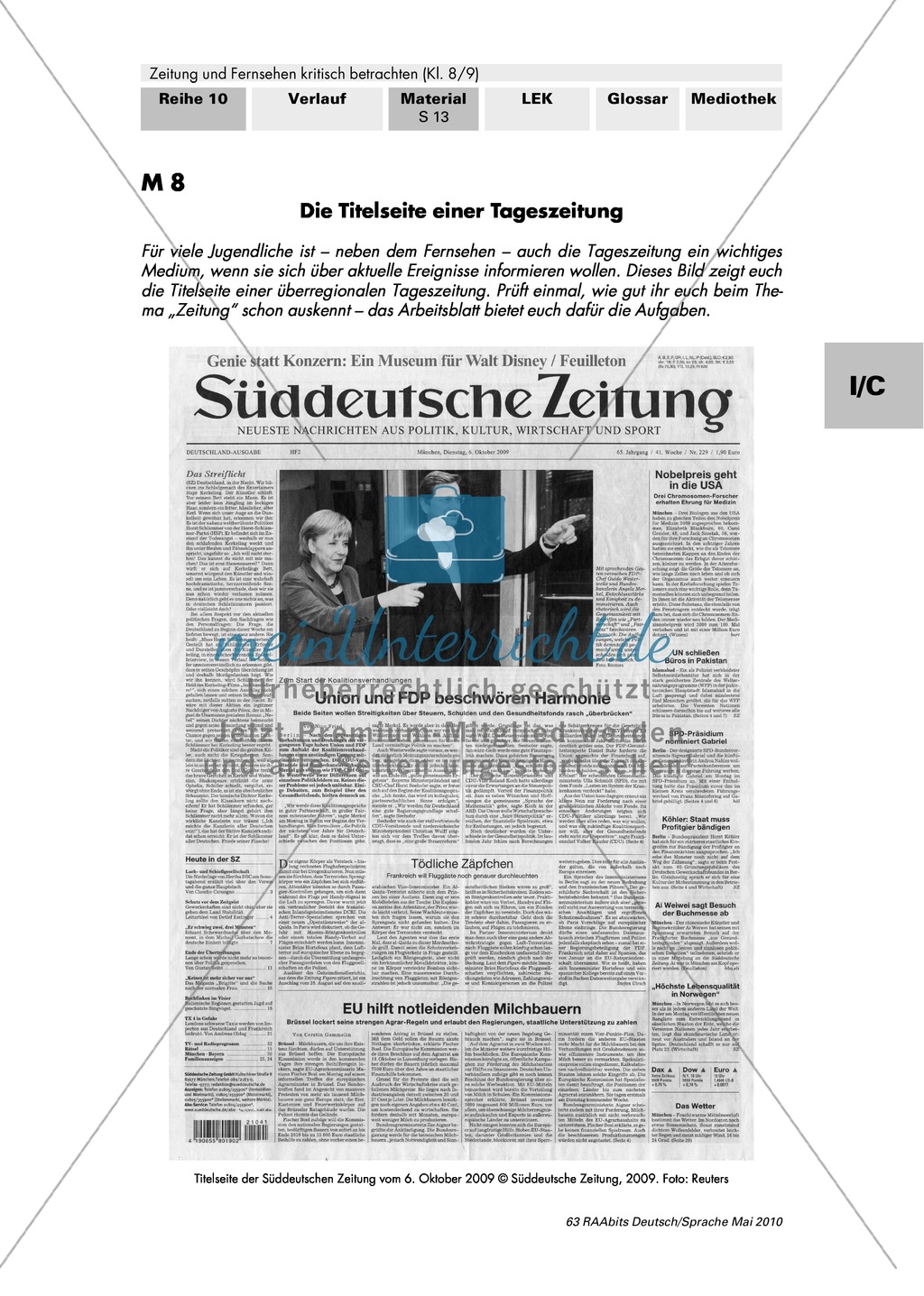Titelseite einer Tageszeitung und Wirkung der Bilder Preview 1