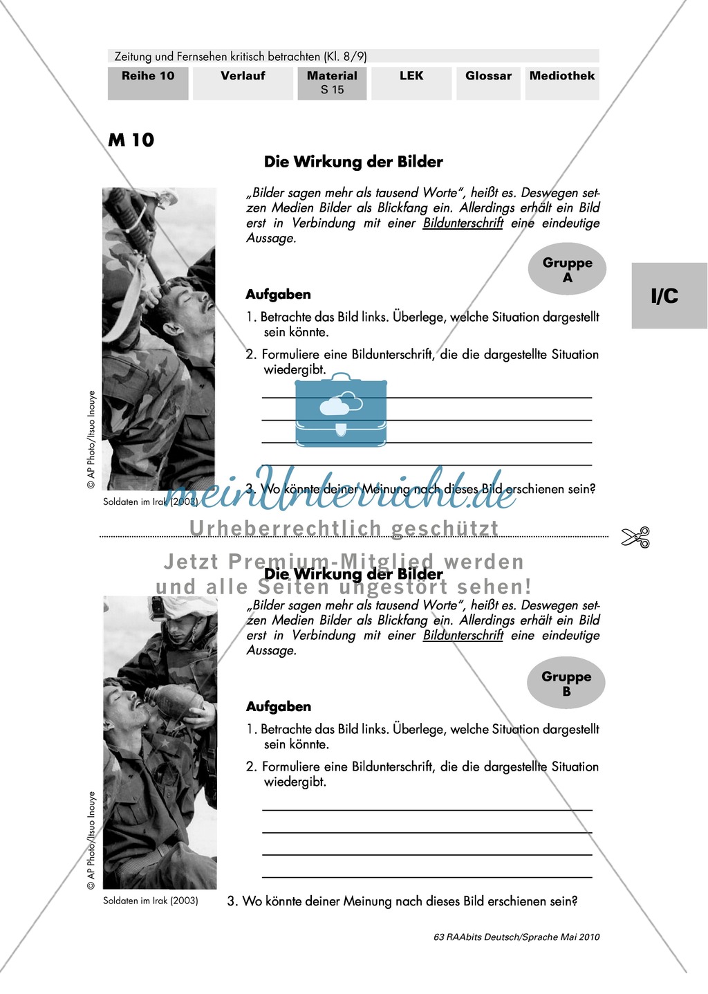 Titelseite einer Tageszeitung und Wirkung der Bilder Preview 3