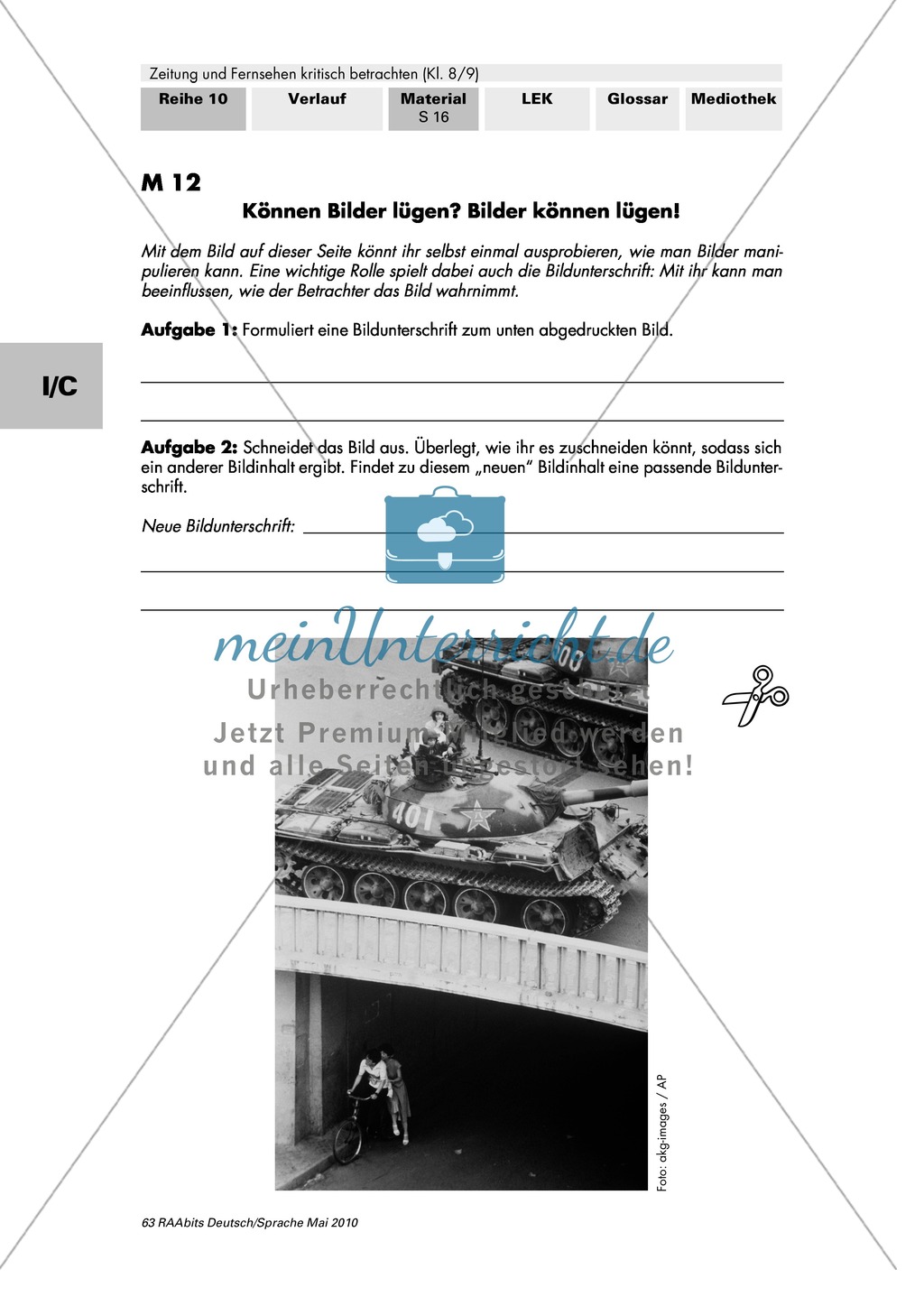 Titelseite einer Tageszeitung und Wirkung der Bilder Preview 4