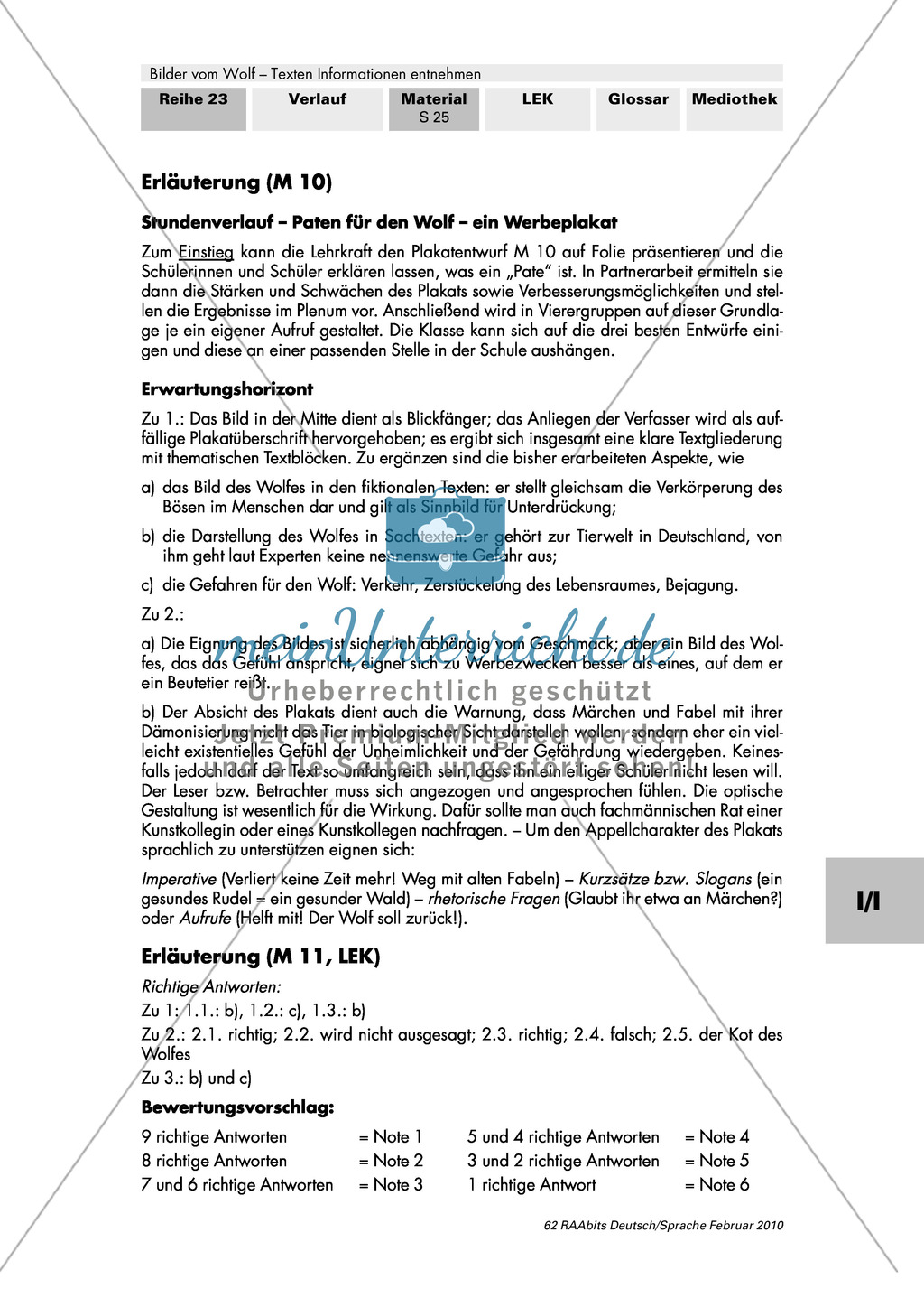 Lernerfolgskontrolle: Textverständnis: Zeitungsartikel über Wolf + Statistik: Ernährungsweise Wolf Preview 1