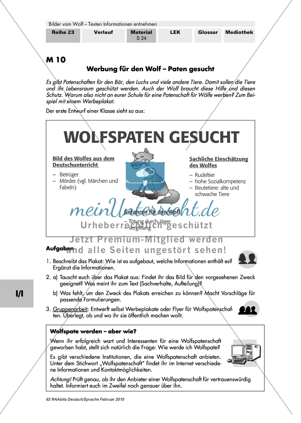 Werbeplakat für Patenschaft für Wolf entwerfen Preview 1