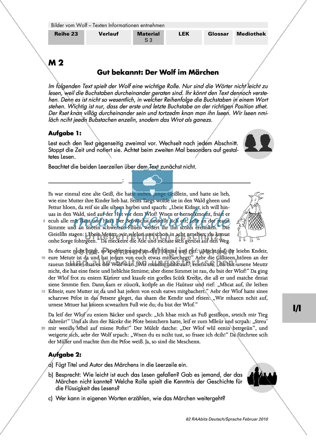 Die Rolle des Wolfes im Märchen: Farbfolie + Brüder Grimm: "Der Wolf und die sieben Geißlein" Preview 2