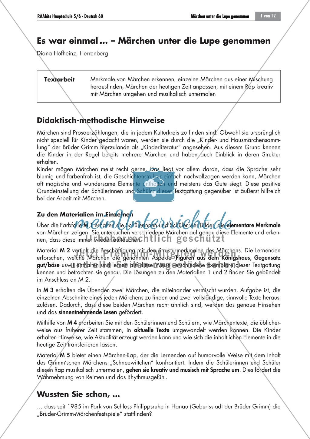 Es war einmal... - Märchen untersuchen: Merkmale + kreativer Umgang Preview 1