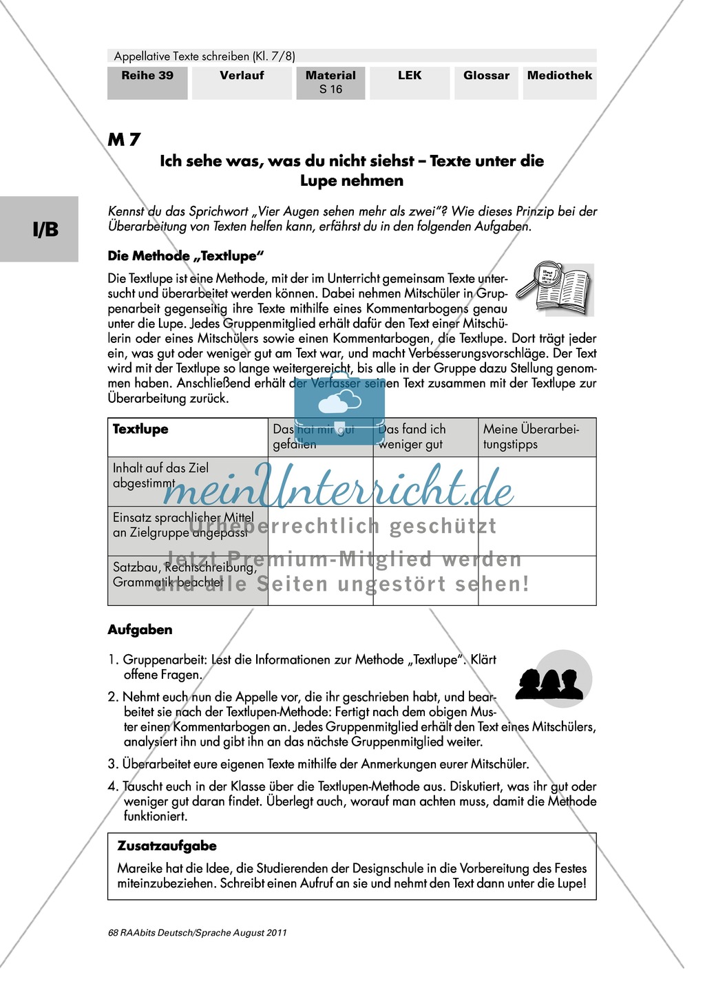 Produzierte appellative Texte gemeinschaftlich überarbeiten mithilfe der "Textlupe" Preview 1