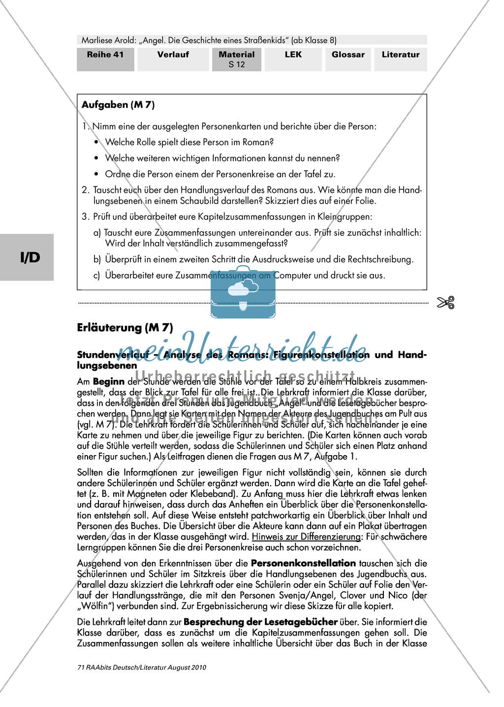 Figurenkonstellation und Handlungsebenen des Jugendromans
