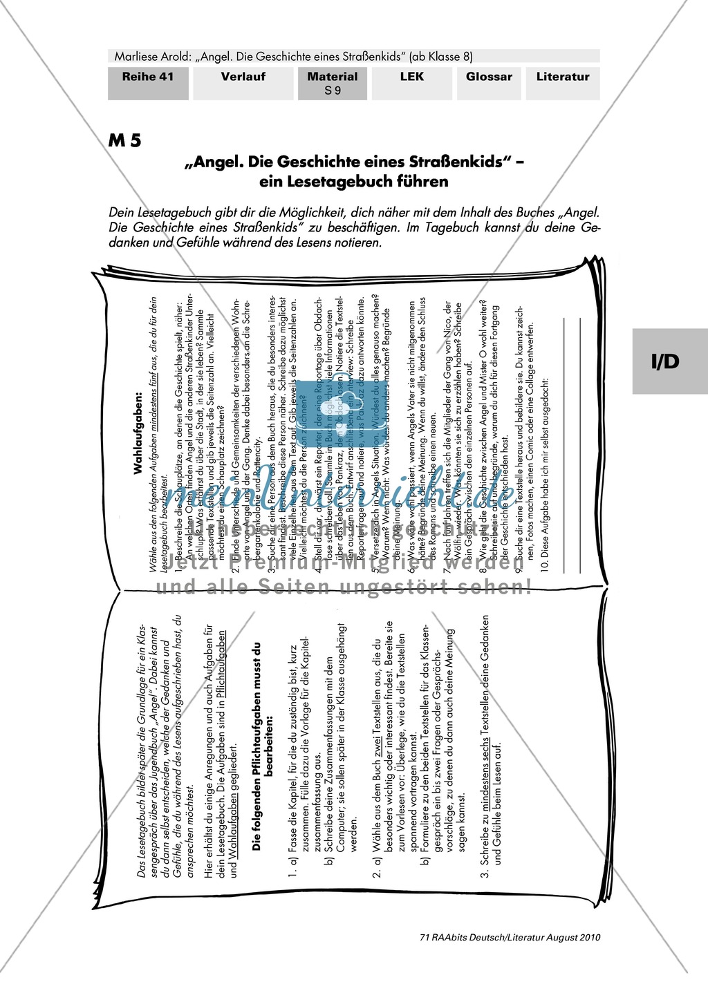 Lesetagebuch führen zu: