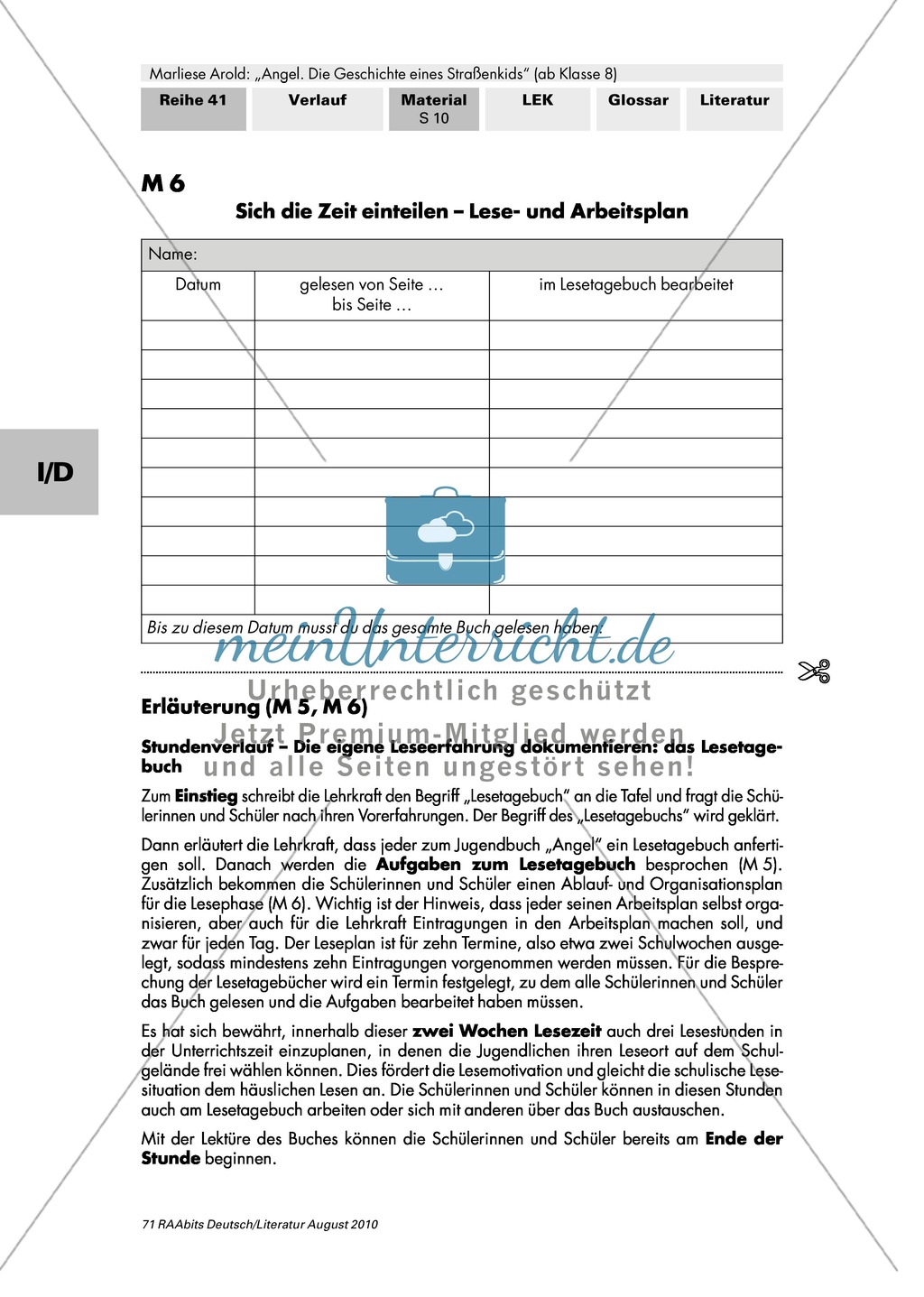 Lesetagebuch führen zu:
