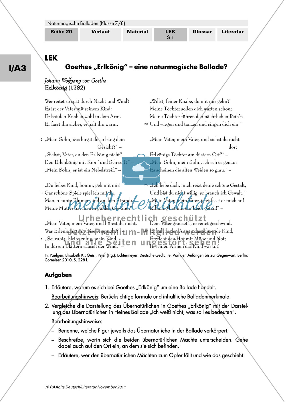 Lernerfolgskontrolle: Interpretation von Goethes