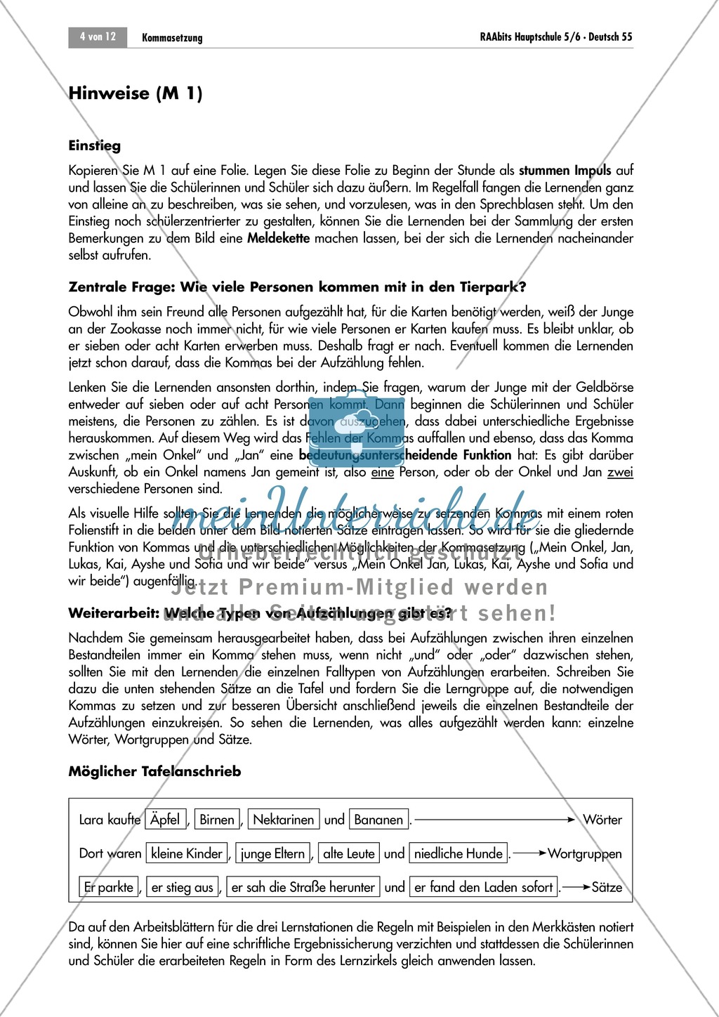 Kommasetzung bei Aufzählungen üben Preview 2