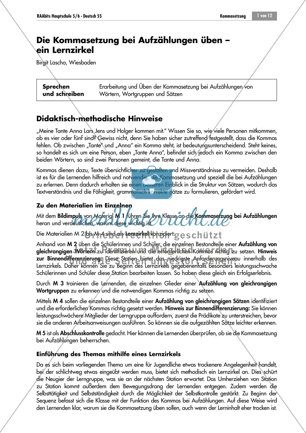 Lernzirkel zur Kommasetzung bei Aufzählungen Preview 1