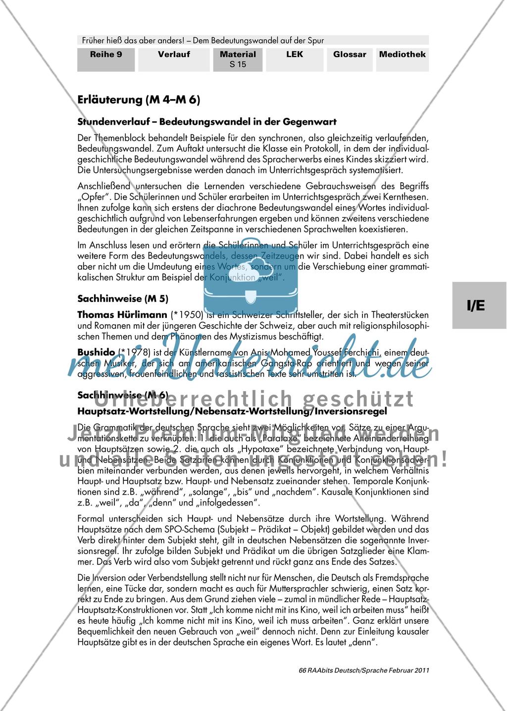 Erscheinungsformen des Bedeutungswandels in der Gegenwart - meinUnterricht