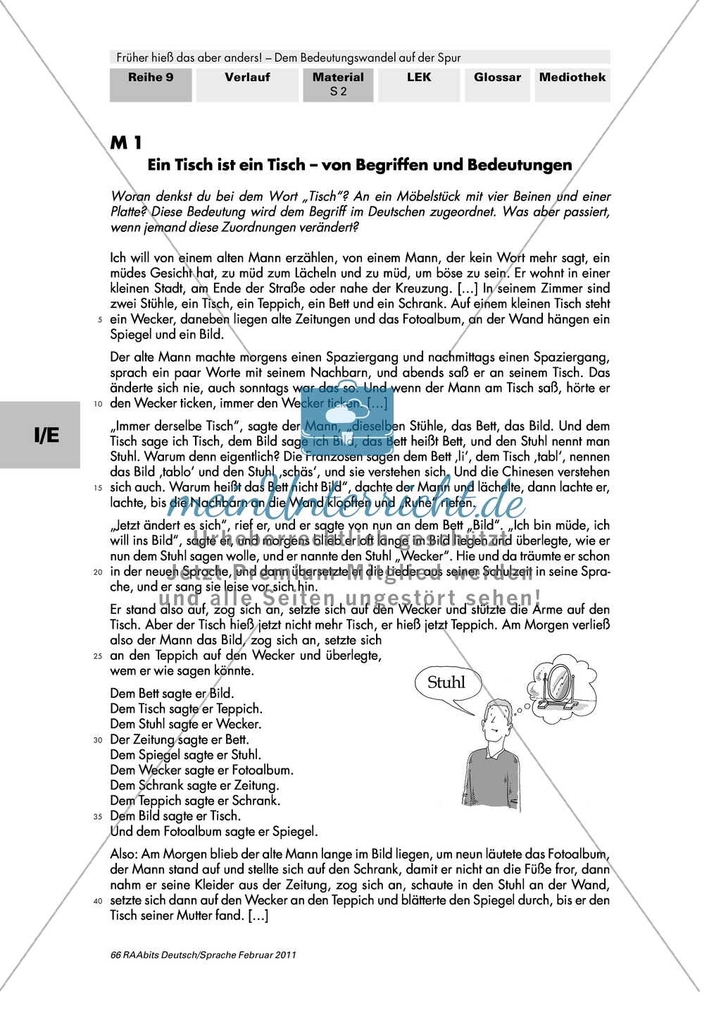 Dem Bedeutungswandel auf der Spur - Was verstehen wir eigentlich unter Bedeutung? Eine Kurzgeschichte von Peter Bichsel als Ausgangspunkt Preview 1