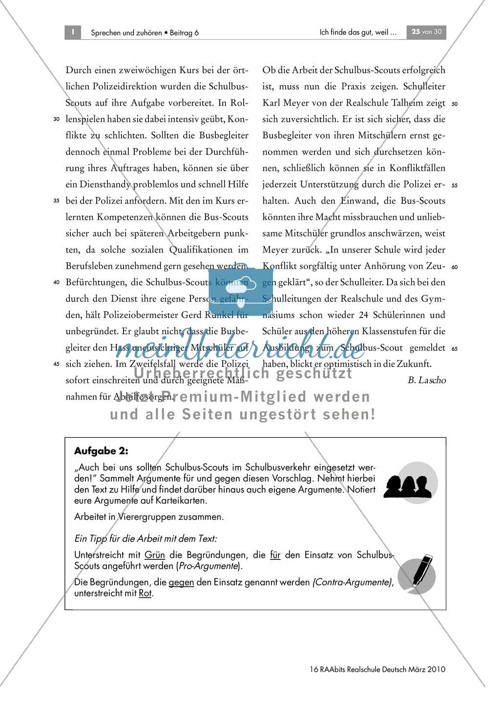 Mündlich argumentieren - eine Diskussion zum Thema "Schulbus-Scouts" vorbereiten Preview 3