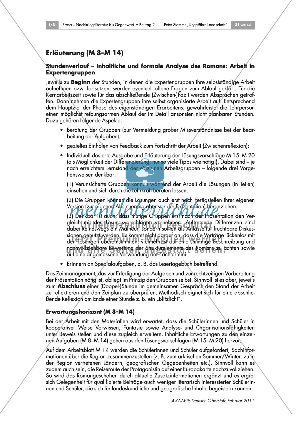 Inhaltliche und formale Analyse des Romans - Arbeit in Expertengruppen Preview 8