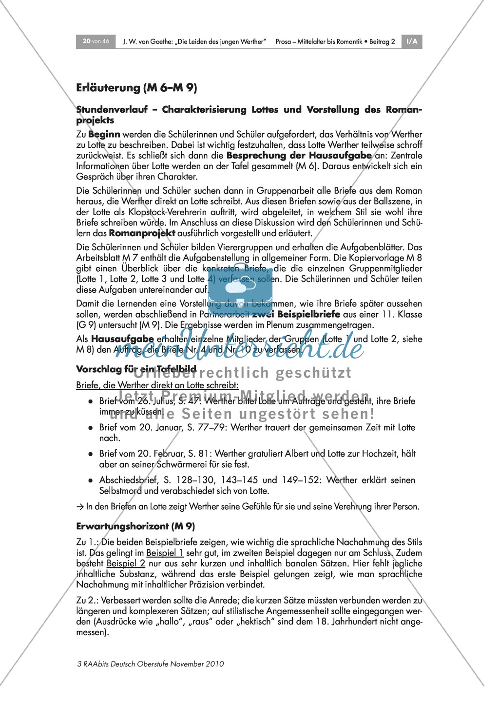 Charakterisierung Lottes und Vorstellung des Romanprojekts Preview 5