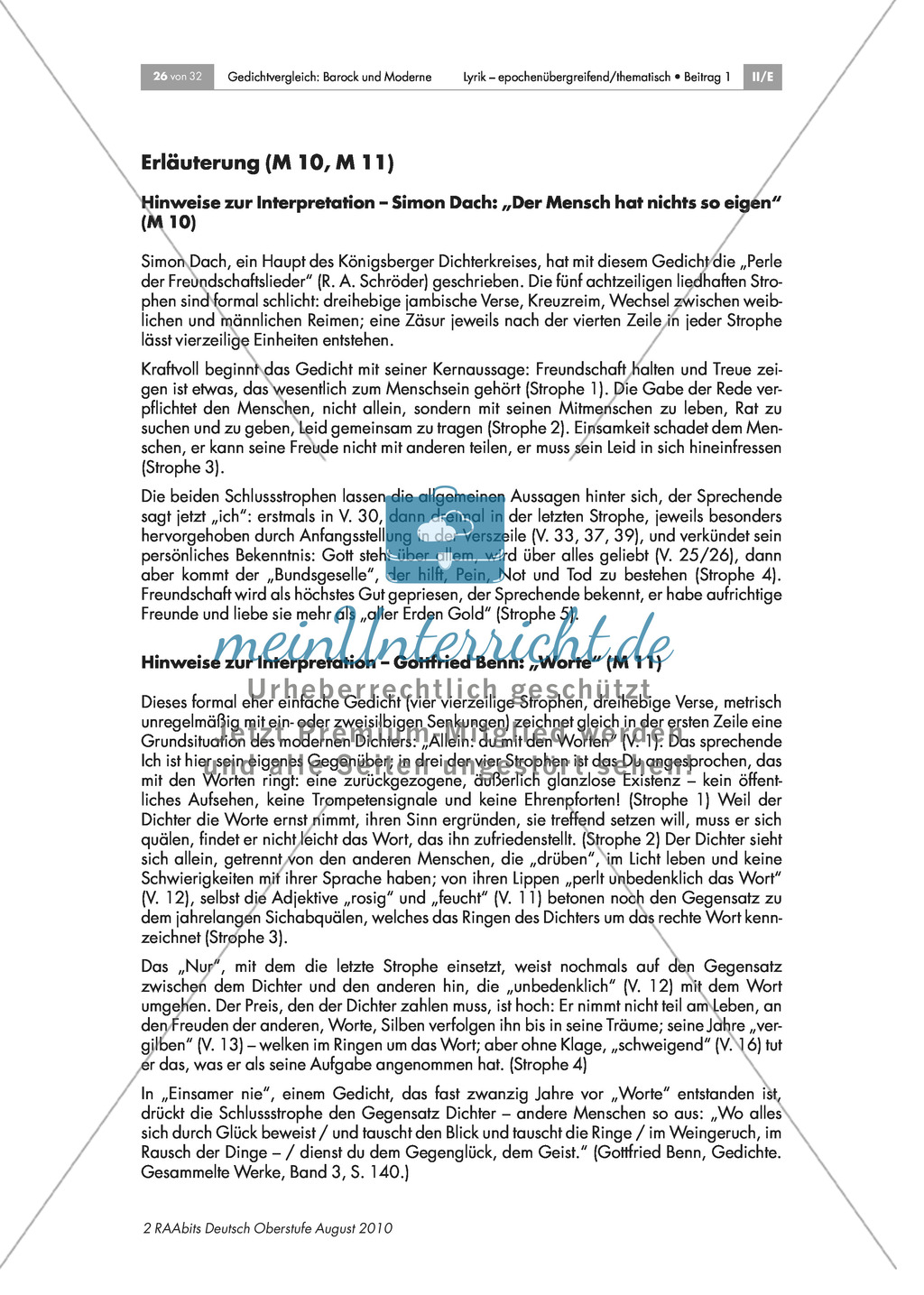Gedicht: Simon Dach: ?Der Mensch hat nichts so eigen? Preview 2