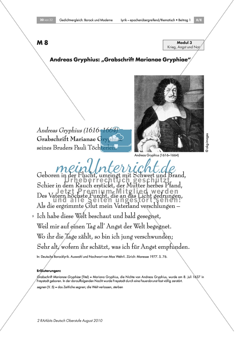 Gedicht: Andreas Gryphius: