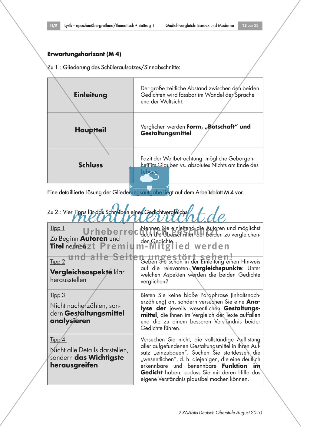Gedichtvergleich schreiben