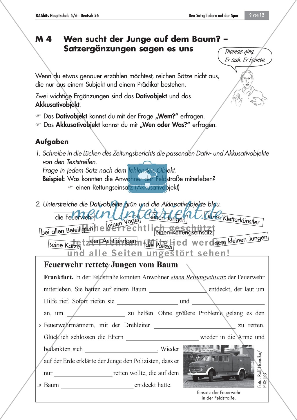 Dativ- und Akkusativobjekt: Lückentext Preview 3