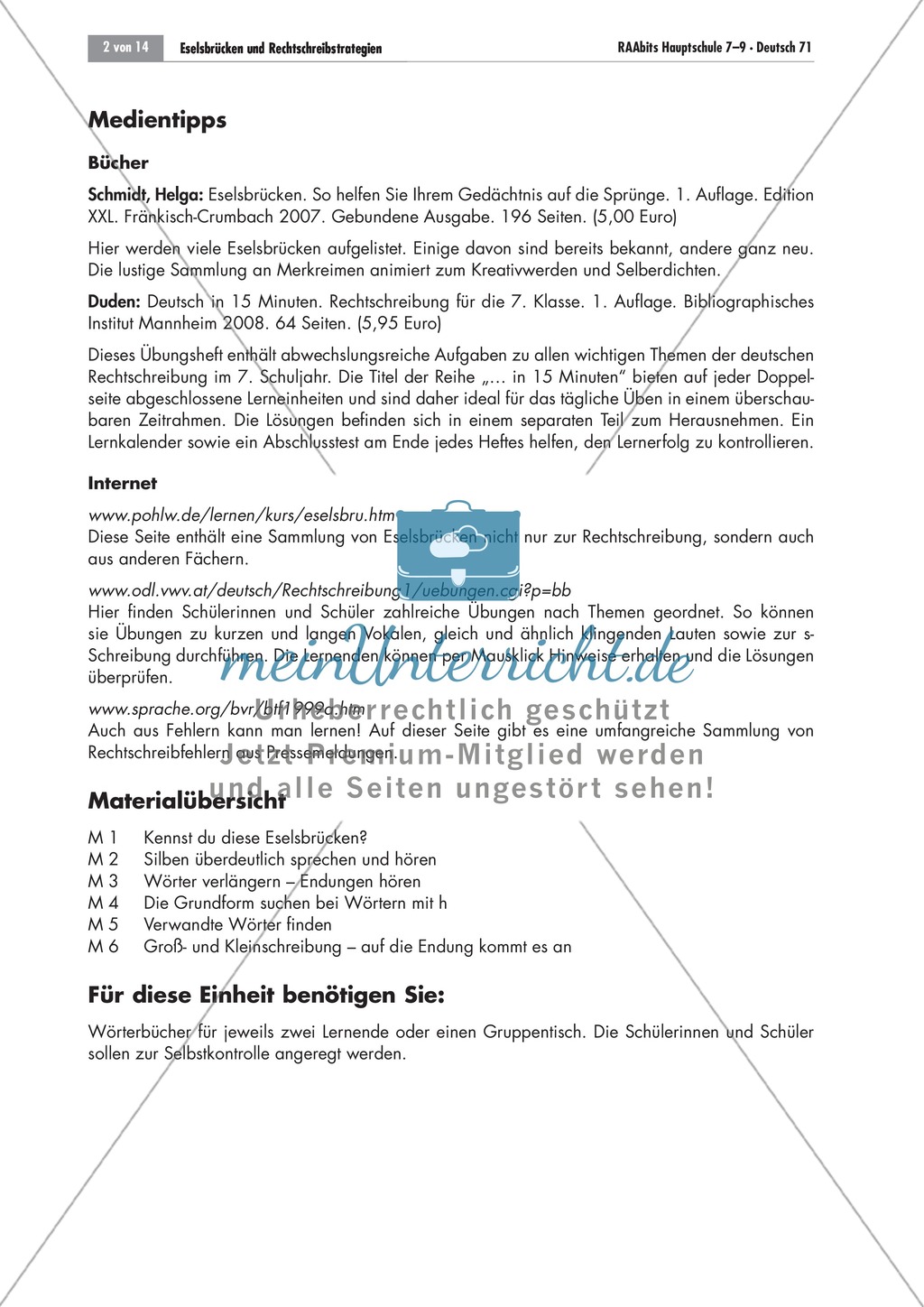 Eselsbrücken und Rechtschreibstrategien Preview 2