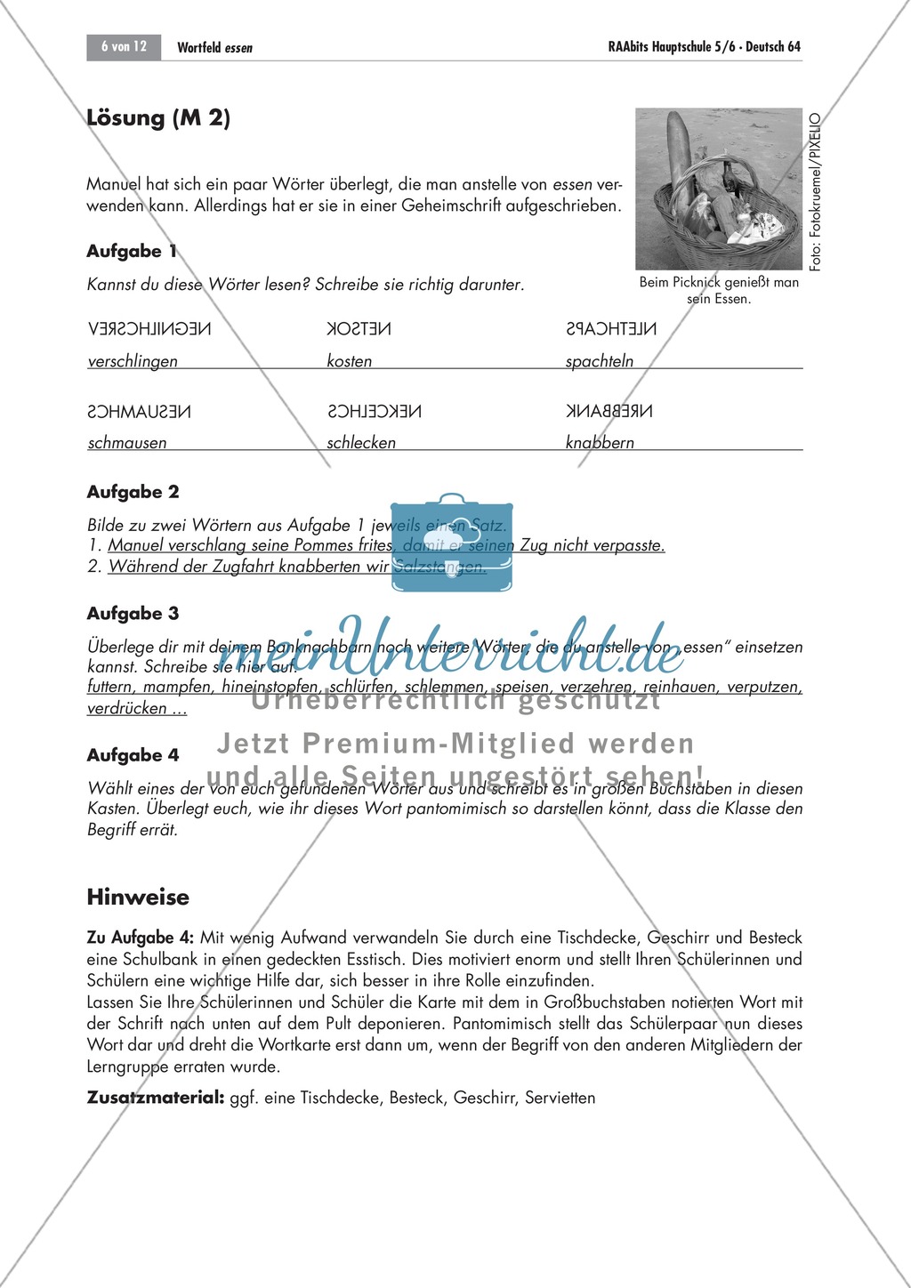 Reflexion über Sprache: Das Wortfeld "essen" Preview 6