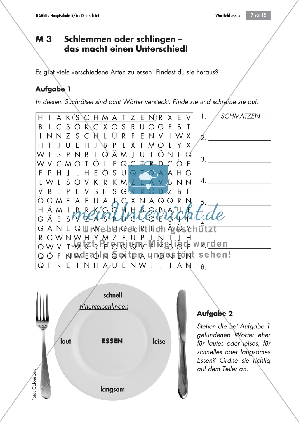 Reflexion über Sprache: Das Wortfeld "essen" Preview 7